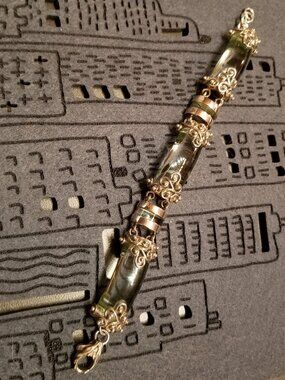 Unique bracelet – blue obsidian and finely chiseled 925 sterling silver – handcr